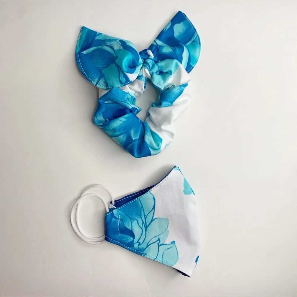 Handmade headband and face mask set washable
